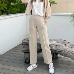 Uniqlo Stretch Double Face Straight Pants in Natural - XS